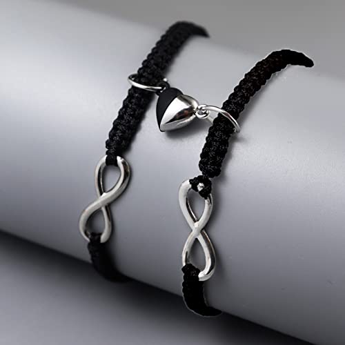 Image of COLORFUL BLING 2Pcs Infinity Distance Couple Braided Handcrafted Luck Bracelet Bangle Adjustable Rope His and Hers Wristband Wrist Jewelry
