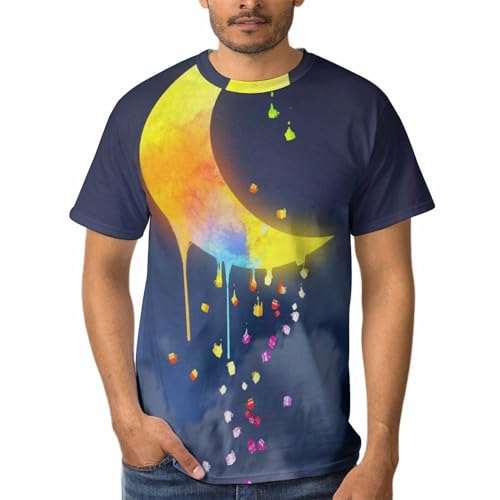 T-Shirt Col Rond Homme Cadeau De La Lune en Coton Confortable à Manches Courtes