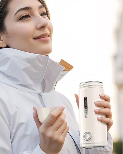 Image of Portable Mini Electric Kettle - 400 ml Travel Boiler for Hot Water, Tea & Coffee - Compact Fast-Boil Water Heater for Office, Home & Camping