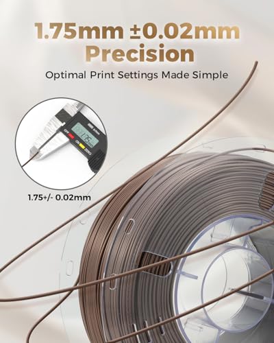 Image of VOXELAB Silk+ PLA Filament 1.75mm, Shiny Chrome-Like Finish with Enhanced Layer Adhesion, 1kg (2.2lbs) for Most FDM 3D Printers, Smooth & Flawless Printing(Coffee Color)