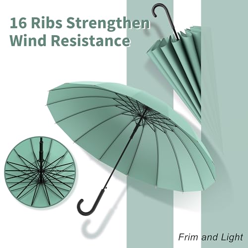 Image of ANYCHO Big Umbrella for Women - Large Size Heavy Duty Rain Umbrella, 16-Rib Reinforced Windproof, One-Touch Auto Open, Lightweight Design for Daily Carry