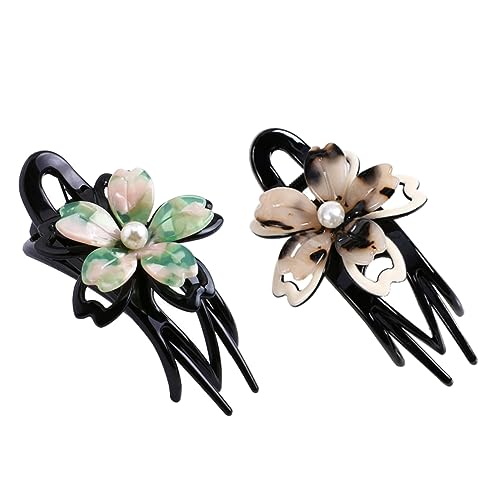 Healeved Horquilla Para El Pelo Con Forma De De Caballo Estilo Elegante Con Flores Acrílicas Para Mujeres Y Niñas Para Moños Y De Caballo