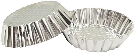Set of 30, MYStar 3-3/4" Fluted Design Round Shape Non-stick Aluminum Tart Mold, Mini Pie Tin, Tartlet Pan Silver