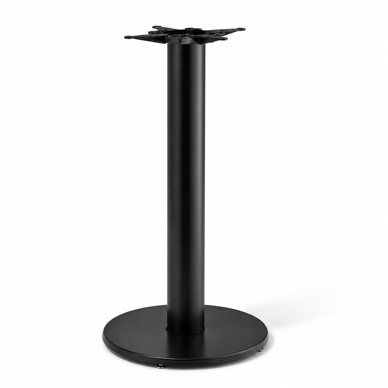 22" Round Black Bar Height Table Base 4 1/2" Column by Glownary – Glass, Clear And Silver, Model 349c22r4b