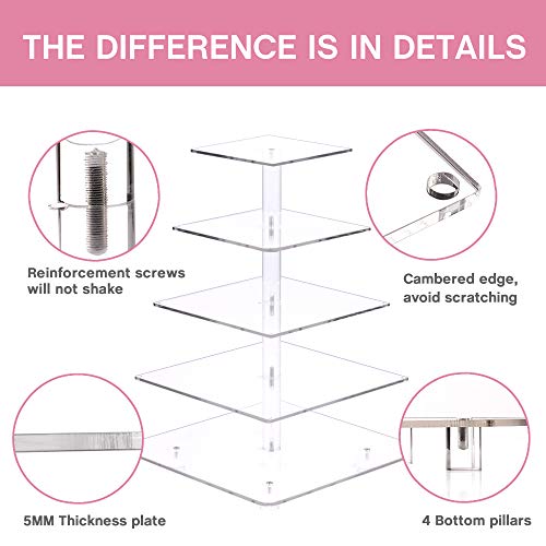 image for YestBuy Cupcake Stand with Pink Lights – 5 Tier Premium Cupcake Hold