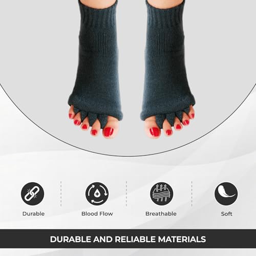 Image of Happy Feet Toe Alignment Separator Socks, Prevent Foot Cramps and hammertoes, Toe Separator Massage Socks