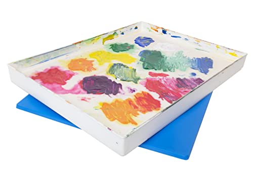 masterson artist palette seal 12in x 16in airtight palette container keeps wet paint fresh for weeks oil or acrylic painting palette with lid seal blue lid box made in usa