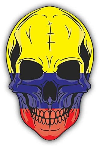 Calcomanía de vinilo con bandera de calavera Colombia, impermeable, para parachoques de coche, 5 pulgadas