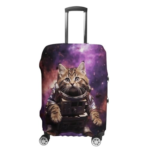 A Cat in Outer Space Luggage Cover, Washable Elastic Suitcase Cover Protector Fit 18-32 Inch Luggage