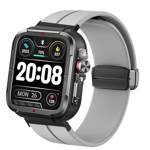 Lamshaw Compatible for SKG R8 Smart Watches Bands, Soft Silicone Magnetic Buckle Sport Wristband Replacement Straps Compatible for SKG R8 1.8'' Fitness Tracker Smart Watches (Gray)