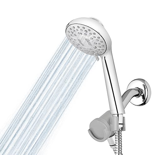 Waterpik Alcachofa de ducha de mano magnética de doble altura ajustable con manguera de metal de 5 pies y masaje de ducha PowerPulse, cromado QMK-753ME