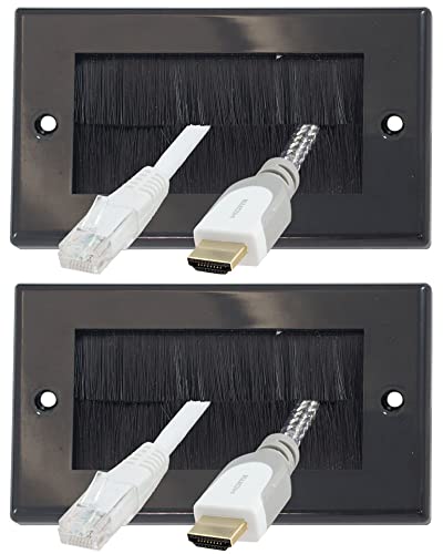 Auline Black Brush - Placa de entrada de cabo de parede dupla de 2 bandas, placa frontal de montagem arrumada (2)
