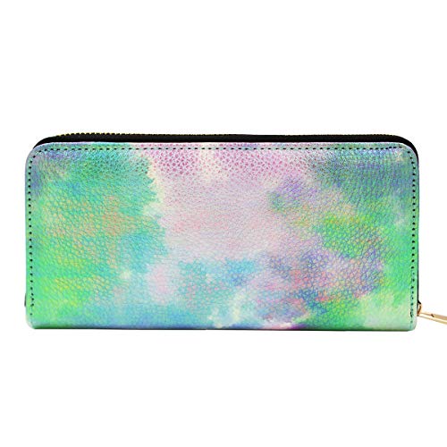 Premium Textured Vegan Pebble Leather Multicolor Tie Dye Continental Zip Around Wallet, V1 #TOP1