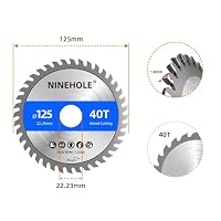 3 Stück Sägeblatt 125mm für Winkelschleifer, Kreissägeblatt für Holz, Sperrholz, Laminat, Trockenbau, Kunststoff, Plastik (3x 125x22,23+40T) – Ansicht 2