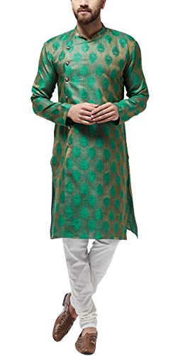 Sojanya (Since 1958 Men'S Jacquard Silk Kurta & Churidar Pyjama Set