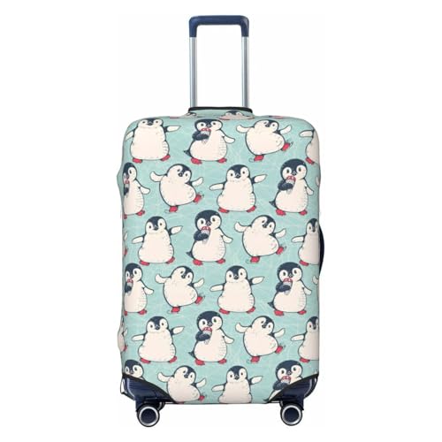 Cute Penguins Travel Luggage Cover Fits 18-32 Inch Luggage, Elastic Suitcase Cover Protector with Concealed Zipper for Wheeled Suitcase Tsa Approved - Main Image