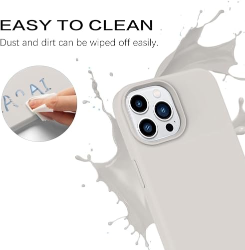 Image of Elzzi Microfiber Candy Case Compatible for iPhone 14 PRO MAX, Shockproof Slim Back Cover Liquid Silicone Case, Stone Grey