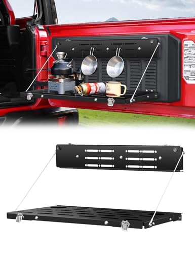JROAD Non-Destructive Installation Wrangler JL Tailgate Table for 2018-2024 Jeep Wrangler JL JlU Rear Door Foldable Storage Shelf MOLLE Panel (Exclude 2020-2022 Gladiator JT)