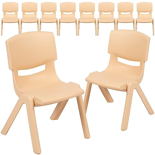 Image of Flash Furniture Whitney 10 Pack Natural Plastic Stackable School Chair with 10.5 inch Seat Height