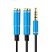 Produktbild 3,5 mm 1 bis 2 Dual Y Splitter Kabel Adapter Kopfhörer Kopfhörer Jack Hirolan für Workout Fitnessstudio Kopfhörer Splitter Adapter Audio Splitter (Blau)