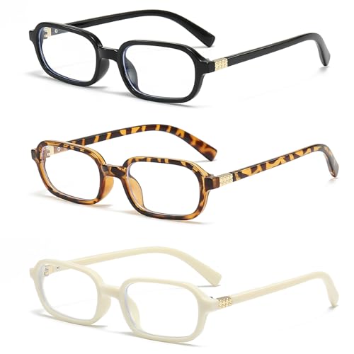 Image of LJCZKA Rectangular Blue Light Blocking Glasses for Women Men Retro Small Square Frame Anti Eyestrain Computer Eyeglasses