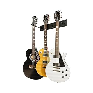 String Swing Guitar Wall Rack, Multiple Guitar Wall Mount, Guitar Organizer for Acoustic & Electric Guitars, 3 Padded Arm Hangers & Black Slatwall Rail, Wall Mount Guitar Rack – MADE IN USA - Les Beatles, Paul McCartney, John Lennon, RIngo Starr, George Harrison
