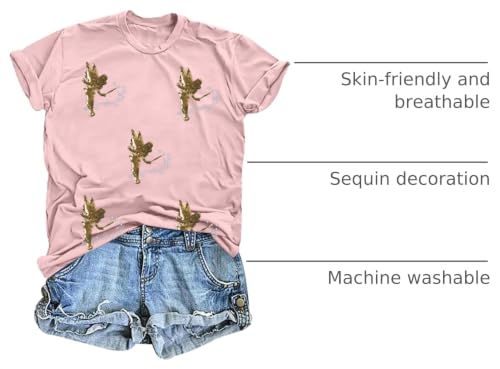 Image of Magical Shirt for Women Magic Princess Sequin Top Vacation Holiday Short Sleeve Top Graphic Tshirt