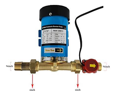 ZYIY 120W Water Pressure Booster Pump for Home 115V 25L/min Demestic Tap Water Pipeline Automatic Water Booster Pump With Flow Auto Switch 1"Outlet 15m/49ft Solar Hot Cold Shower Pressure Booster Pump by ZYIY - Used condition - US$71.49