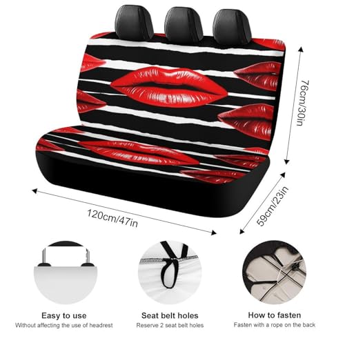 Funda de asiento de labios rojos resistente a arañazos para coche y SUV 2