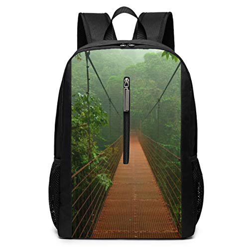 Preisvergleich Produktbild Rucksack, Motiv: Bäume, Dschungel, Regenwald, Waldbrücke, Business, Laptoprucksack, widerstandsfähige Tasche, Tagesrucksack, passend für 17-Zoll-Computer und Notebooks, lässiger Tagesrucksack