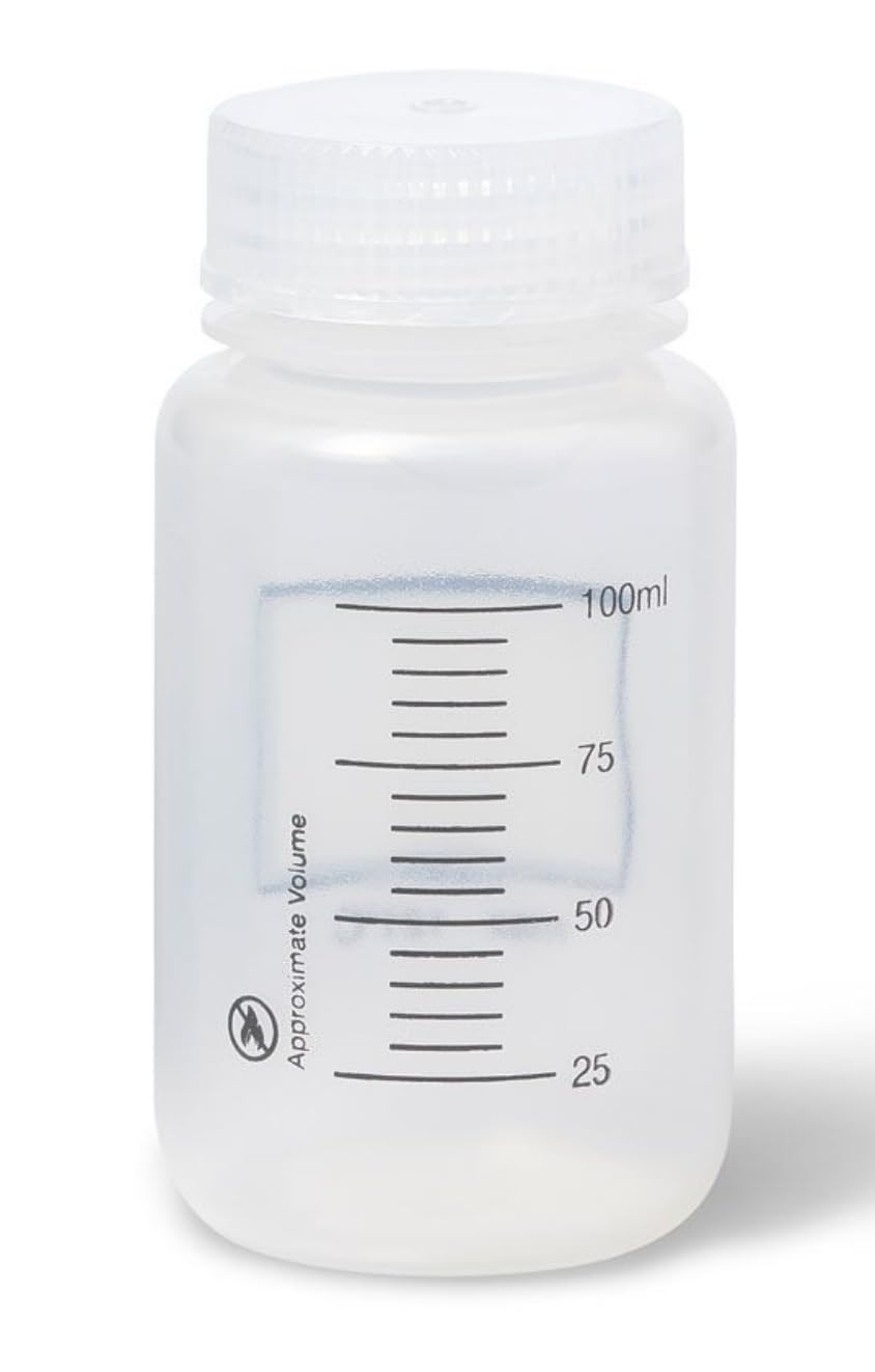 United Scientific® Unistore™ - Recipientes de muestra con tapas - Botella de reactivo graduada de boca ancha de polipropileno - Botellas de plástico multiusos de 125 ml con tapas, 1 cada una