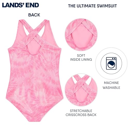 Image of Lands' End Girls' UPF 50+ Stretch Crisscross Back One Piece Swimsuit