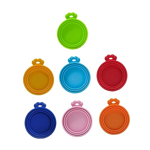Hohopeti Cat Food Can Lids Covers 7 Pieces Durable Pet Food Storage Leakproof Design