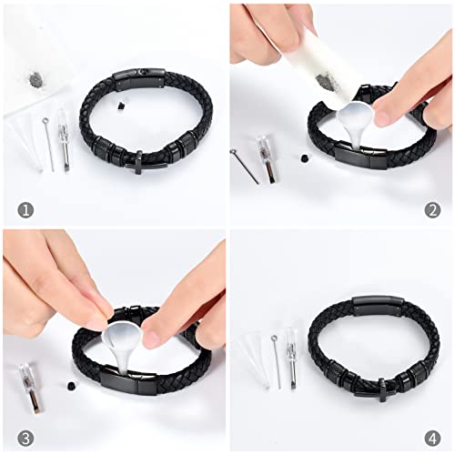 Minicremation Cross Cremation Urn Bracelet For Ashes Genuine Leather Memorial Ash Jewelry Urn Bangles Locket Keepsake Bracelet For Men(Black 20Cm) #TOP3