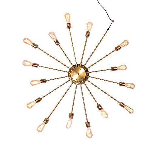HDMY Éclairage Grand Spoutnik Lustre 15 Lumières Encastré Plafonnier Applique Murale Industrielle pour Chambre Salon Restaurant Restaurant Grange Entrepôt Finition Or