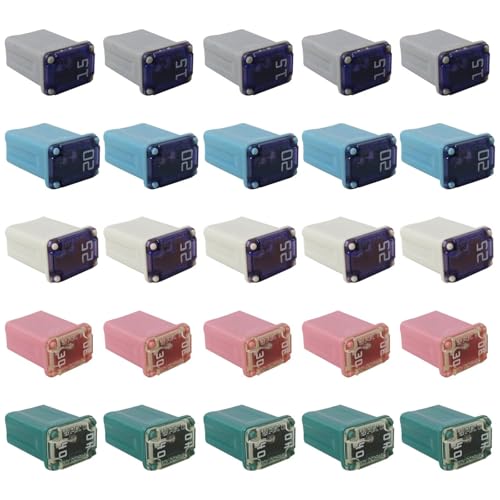 Kit de fusibles automotrices Xspeedonline M-CASE, 25 piezas, fusibles microcartucho multicolor de 15 a 40 A para autos y SUV miniatura 1