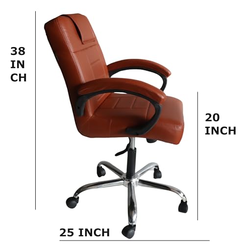 Image of Goyal steel & furniture Revolving Chair for Principal Manager Office with arm Rest and Cushioned seat Back (1, Brown, Standard)