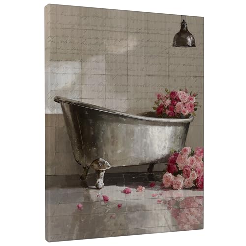 Toile murale abstraite vintage et impression de roses de printemps