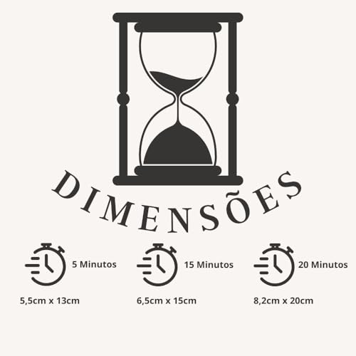 Genérico Ampulheta Decorativa de Vidro, Temporizador de Areia Cinza com 5, 15 e 30 Minutos