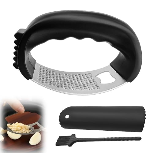 Garlic Press Rocker, 2025 New Stainless Steel Garlic Crusher, Ergonomic Garlic Mincer for Home Kitchen, Manual Garlic Chopper for Home Cooks (1pcs)