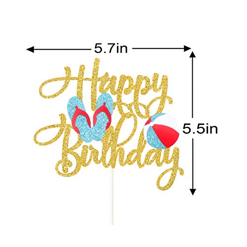 Happy Birthday Cake Topper Summer Theme Flip Flops Beach Ball Cake Topper Holiday Birthday Party Decoration Supplies #TOP1