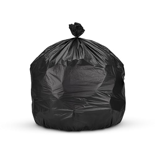 Image of Inteplast 33 Gal Capacity Coreless Roll Trash Can Liner, 33 x 40 Inches, 11-Micron Thickness, Black Color, 25 Bags per Roll, 20 Rolls (500 Count) | S334011K