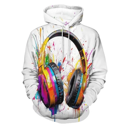 Sweat à capuche pour hommes avec écouteurs et motif graffiti