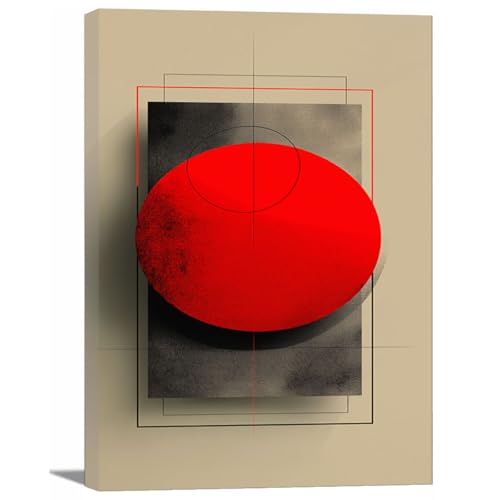 Impression sur toile abstraction géométrique rouge tableau bain chambre déco murale 50x75