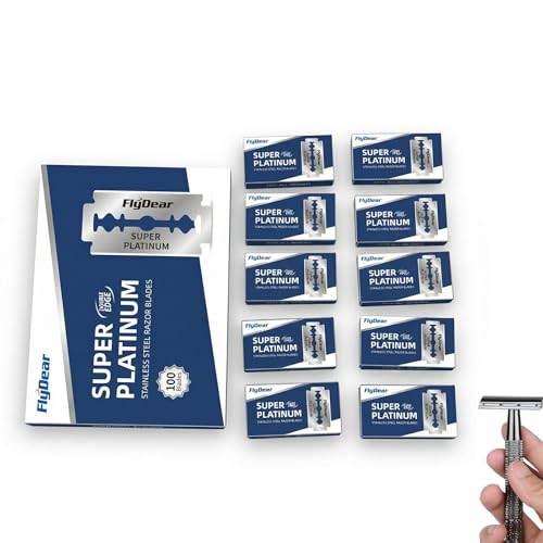 100Pcs Double Edge Safety Razor Blades, Platinum Stainless Steel Straight Razor Blades for Men, Precision Shaving for Smooth, Comfortable Close Shaves, Fits Most Double Edge Razors