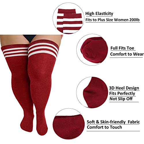 Image of YELAIVP Plus Size Thigh High Socks Extra Large Stripe Over Knee High Stockings for Women