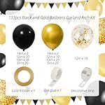 RUBFAC 130pcs Black and Gold Balloons, Black Metal Gold and Metallic Confetti Gold Balloons for 2026 New Year Graduation Class Decorations Retirement Party Baby Shower Wedding Birthday Anniversary - Image 2