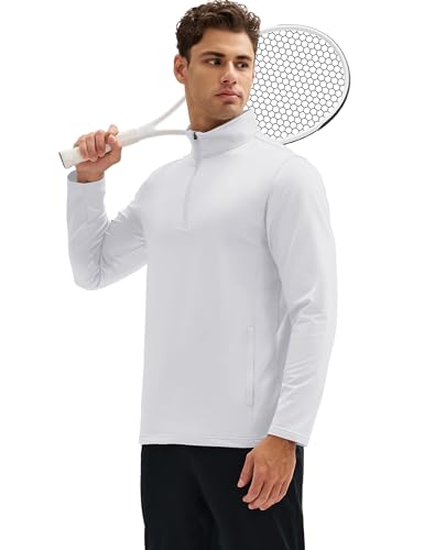 MAGCOMSEN Quarter Zip Pullover Men 1/4 Zip Golf Jacket Fleece Lined Water Resistant Sweatshirt 2 Zipper Pockets Winter3