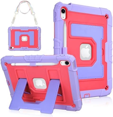 Aolcev for iPad A16 Case 11th Generation 11 Inch 2025/for iPad 10th Generation Case 10.9 Inch 2022 Tablet Cover with Shoulder Strap & Larger Stand Shockproof for iPad 10th Gen Cases Girls Kids Purple