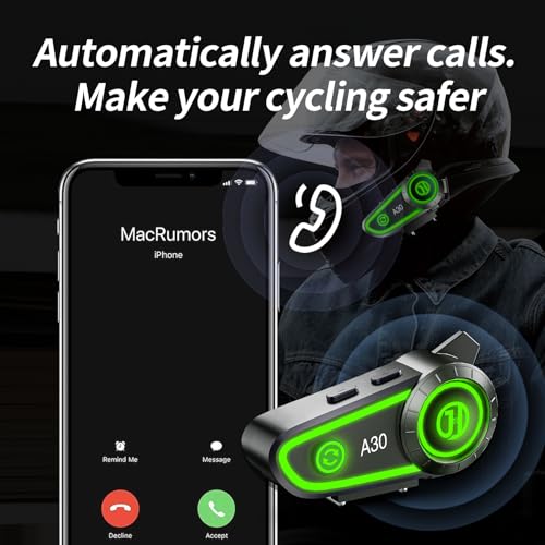 Jzaq A30 Motorcycle Helmet Speakers Helmet Bluetooth Headset Headphone Automatic Answer Music Control,120 Hours Playing Time High Sound Quality System Ultra Thin Cycling/Skiing/Riding 1200 Mah Battery thumb #7